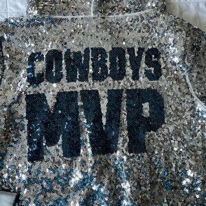 Rare MVP sequin hoodie, jacket, silver Victoria’s Secret pink Cowboys